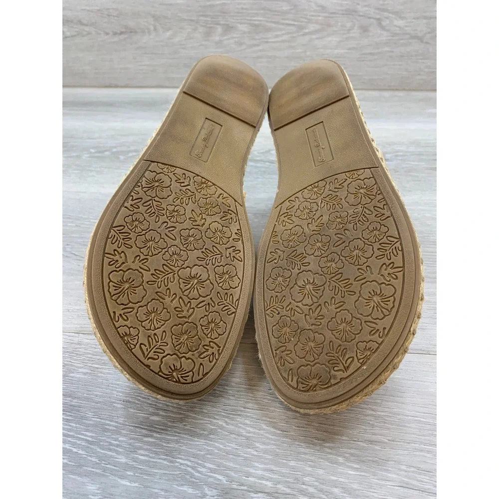 Tommy Bahama Modena Light Tan Espadrille Thong Slide Sandals Women's 7.5 Shoes